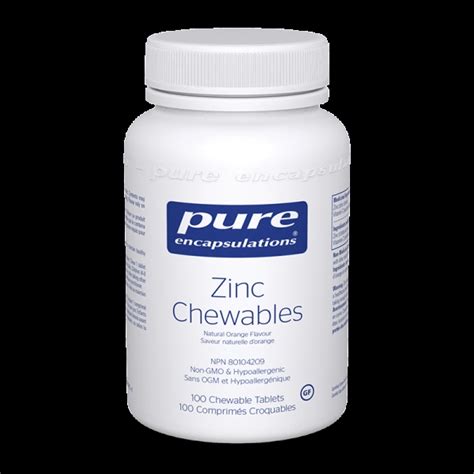 Zinc Chewables 100 Chewable Tablets Pure Encapsulations Bodycrafters