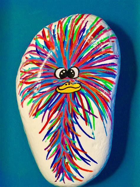 Funny Crazy Haired Bird Painted Rock Rock Painting Designs Garden