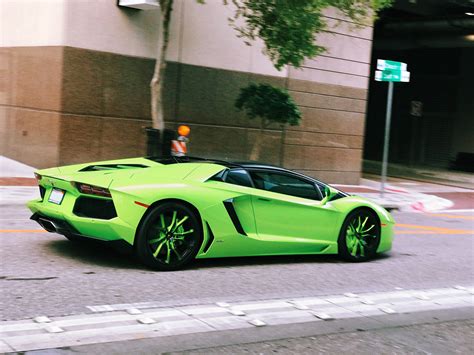 Lime Green Aventador In Downtown Orlando Lamborghini
