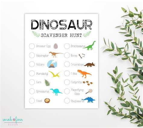 Dinosaur Scavenger Hunt Dinosaur Birthday Party Game Printable Etsy