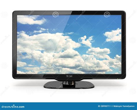 High Definition Tv With Cloud Sky On Screen Stock Illustration