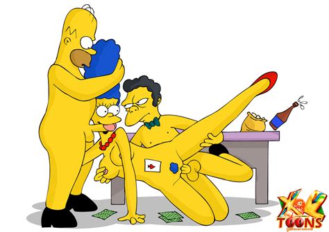 Rule 34 Beer Blue Hair Breasts Color Female Hair Homer Simpson Human Insertion Male Marge