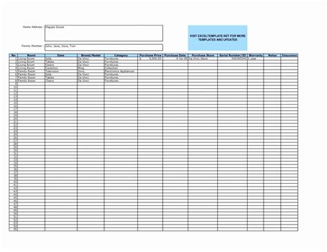 Personal Asset Inventory Spreadsheet — Db