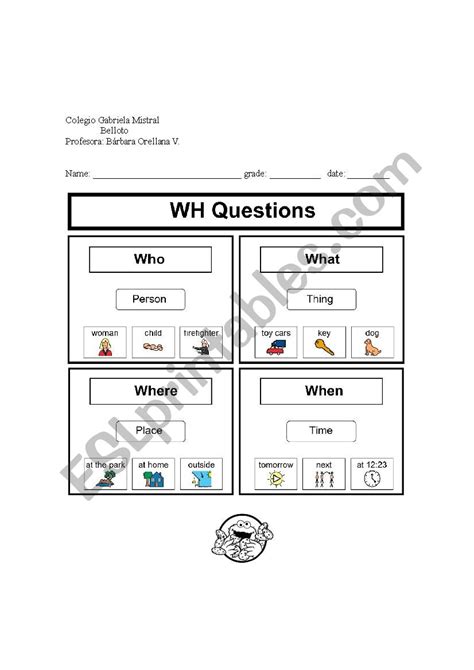 Wh Questions Esl Worksheet By Flaindie