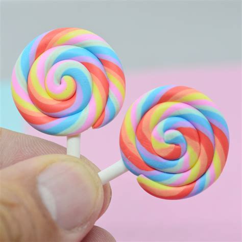 10pcs Polymer Clay Lollipop Candy Dollhouse Miniatures Diy Scrapbook