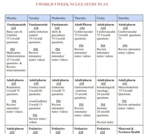 Printable Nclex Study Plan Template
