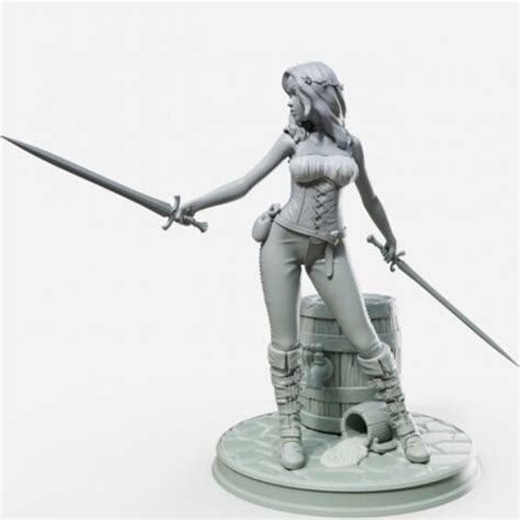 Jalissa Female Fighter Rogue Pinup Miniature Dual Wield Pose For