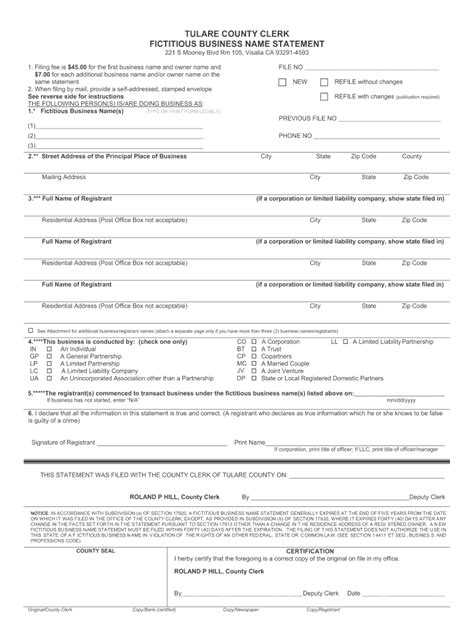 Tulare county fictitious business name search Fill out & sign online