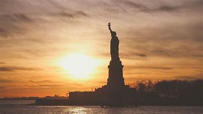 Liberty Statue Usa 4k Sunset America Sculpture