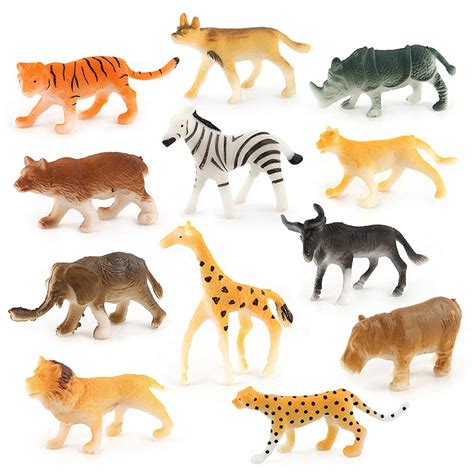 Womail 12pc Kids Childrens Assorted Plastic Toy Wild Animals Jungle Zoo