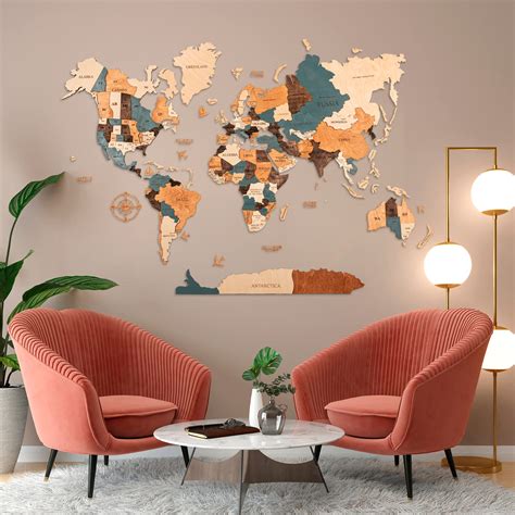 Wooden World Map Wall Decor Travel Map With Pins Wooden World Map