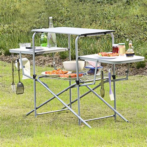 Foldable Camping Table Kitchen Portable Grilling Stand Folding Bbq Table