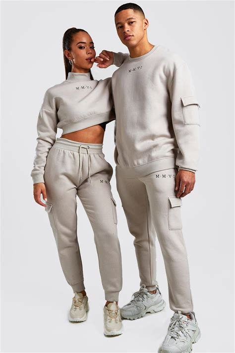 Mens His Cargo Sweater Tracksuit Boohoo Cute Couple Outfits Tracksuit Matching Couple Outfits