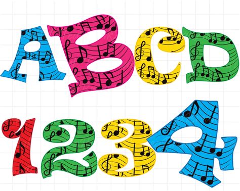 Musical Notes Alphabet Clipart Digital Clip Art Graphics For Etsy
