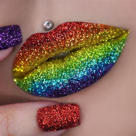 Instagram Photo By Missjazminad • May 1 2016 At 2 22am Utc Lip Art Lipstick Art Rainbow Lips