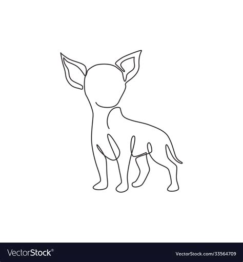 Single Continuous Line Drawing Cute Chihuahua Vector Image