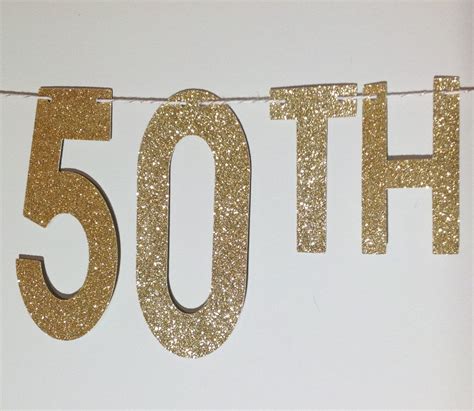 Happy Birthday Banner Gold Glitter Happy 50th Birthday