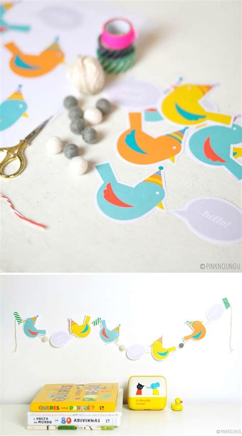 Cute Free Printable Paper Bird Garland Fun Crafts Diy And Crafts