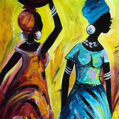Colorful Expressionist Painting Of African Women 2019 Hardworking