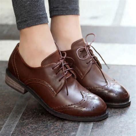 New 2015 Vintage Pu Leather Oxford Shoes For Women Fashion Carve Brogue