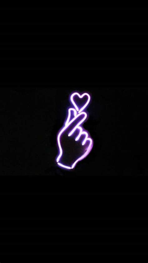 Download Black And Purple Aesthetic Finger Heart Wallpaper