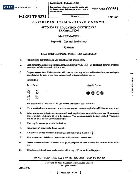 ≡ Issuu ᐈ Csec Math Past Paper 1 1991 2018 Ebook Pdf