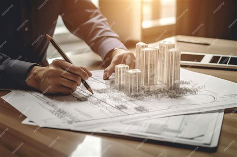 Premium AI Image | Architectural Vision Engineers Pointing to Building