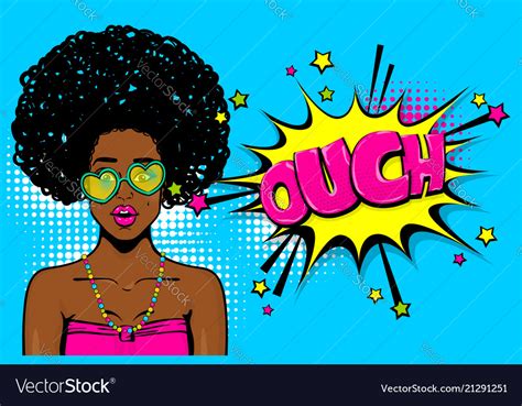 Black African American Young Girl Pop Art Vector Image
