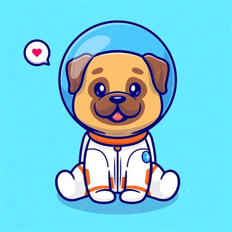 Free Vector Cute Pug Dog Astronaut Sitting Cartoon Vector Icon