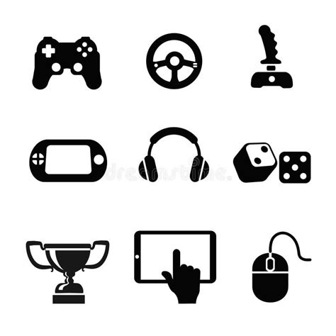 Vector Black Game Icons Set White Background Stock Vector