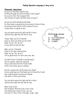 Figurative language through song worksheets new and improved!! Song Lyrics Of Figurative Language - Health Tips,Music ...