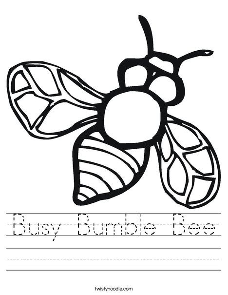 Busy Bumble Bee Worksheet Twisty Noodle