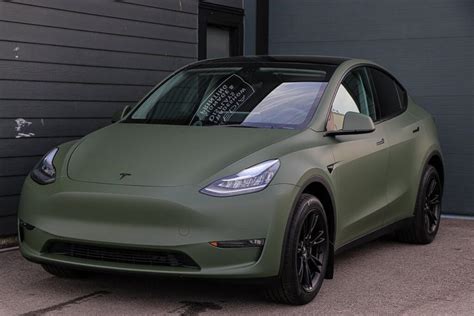 Tesla Model Y Wrap Military Green In 2022 Tesla Model Tesla Car Tesla