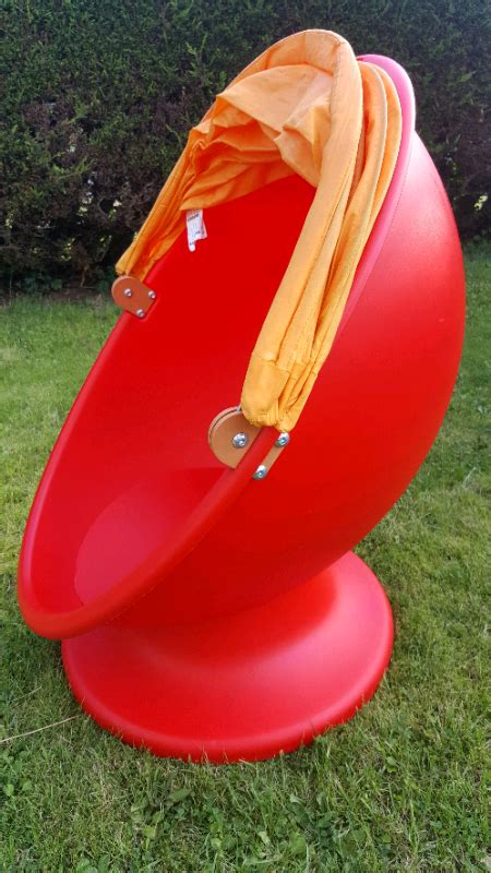 Ikea Childrens Hooded Spinning Red And Orange Egg Chair In Portadown