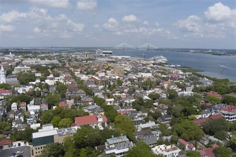 Aerial View Of Historic Charleston South Carolina And Waterfront Stock