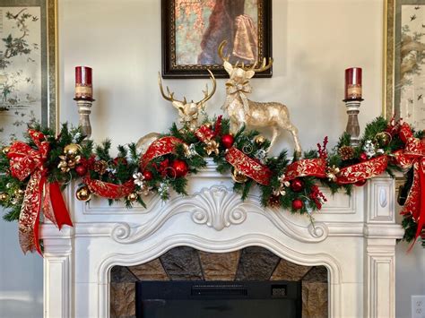 Christmas Garland For Mantle Silk Pre Decorated Pre Lit Etsy