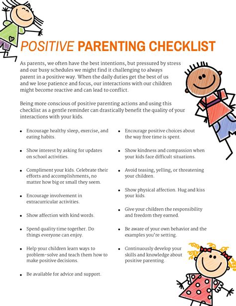 Positive Parenting Checklist Downloadable Pdf My Success