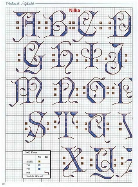 Bright stitched banner psd pack dots & crosses patterns medieval alphabet 1 of 4 cross stitch alphabet | Cross ...