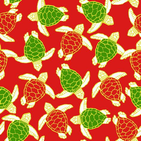 Sea Turtles In Christmas Colors Fabric Lauriekentdesigns Spoonflower