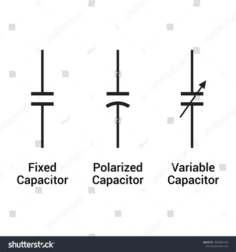 Types Capacitors Symbols Capacitors Basics Stock Vector Royalty Free