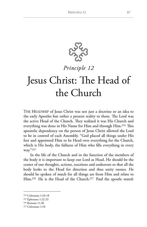 Principle 12 Jesus Christ The Head Of The Church Pdf By Gospel