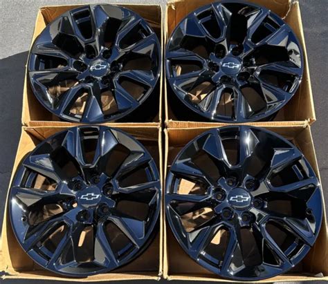 20and Chevy Silverado Tahoe Factory Wheels Rims Gloss Black Oem 2020 2021