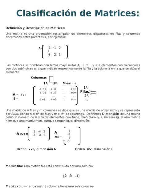 Clasificación De Matrices Determinante Matriz Matemáticas
