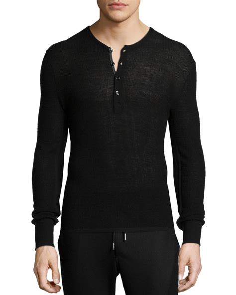 Rag And Bone Garrett Thermal Long Sleeve Henley Shirt In Black For Men Lyst