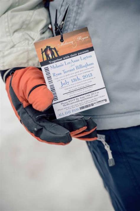 Custom Ski Pass Lift Ticket Save The Date Wedding