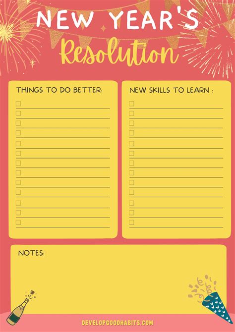 17 Printable New Years Resolutions Templates For 2024