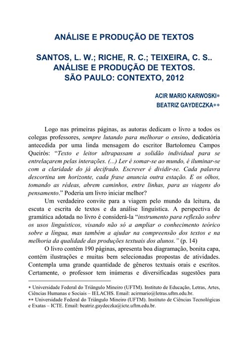Produção Textual Análise De Gêneros E Compreensão