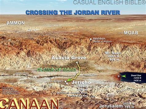 Map Of Israel Crossing The Jordan River Into Canaan Casual English Bible