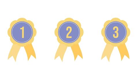 Set Of Badges With Ribbons First Second Third Place Vector