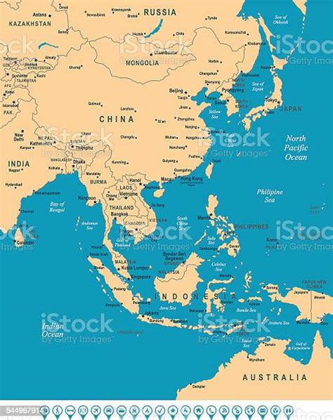 East Asia Map Stock Illustration Download Image Now Philippines